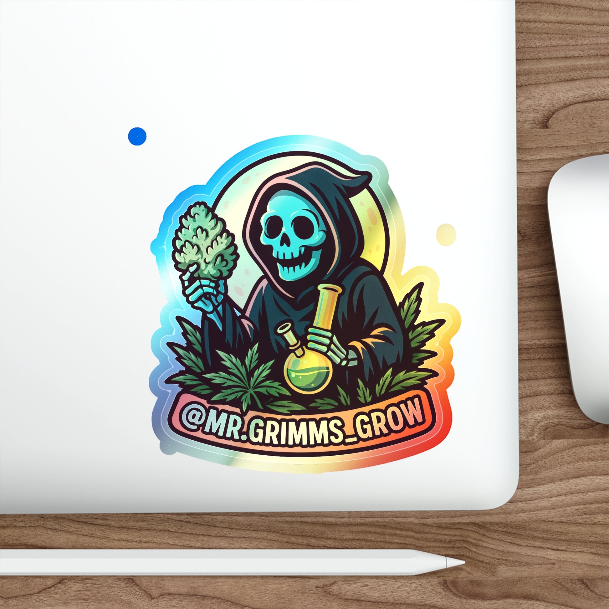 Die-cut @Mr.grimms_grow sticker.