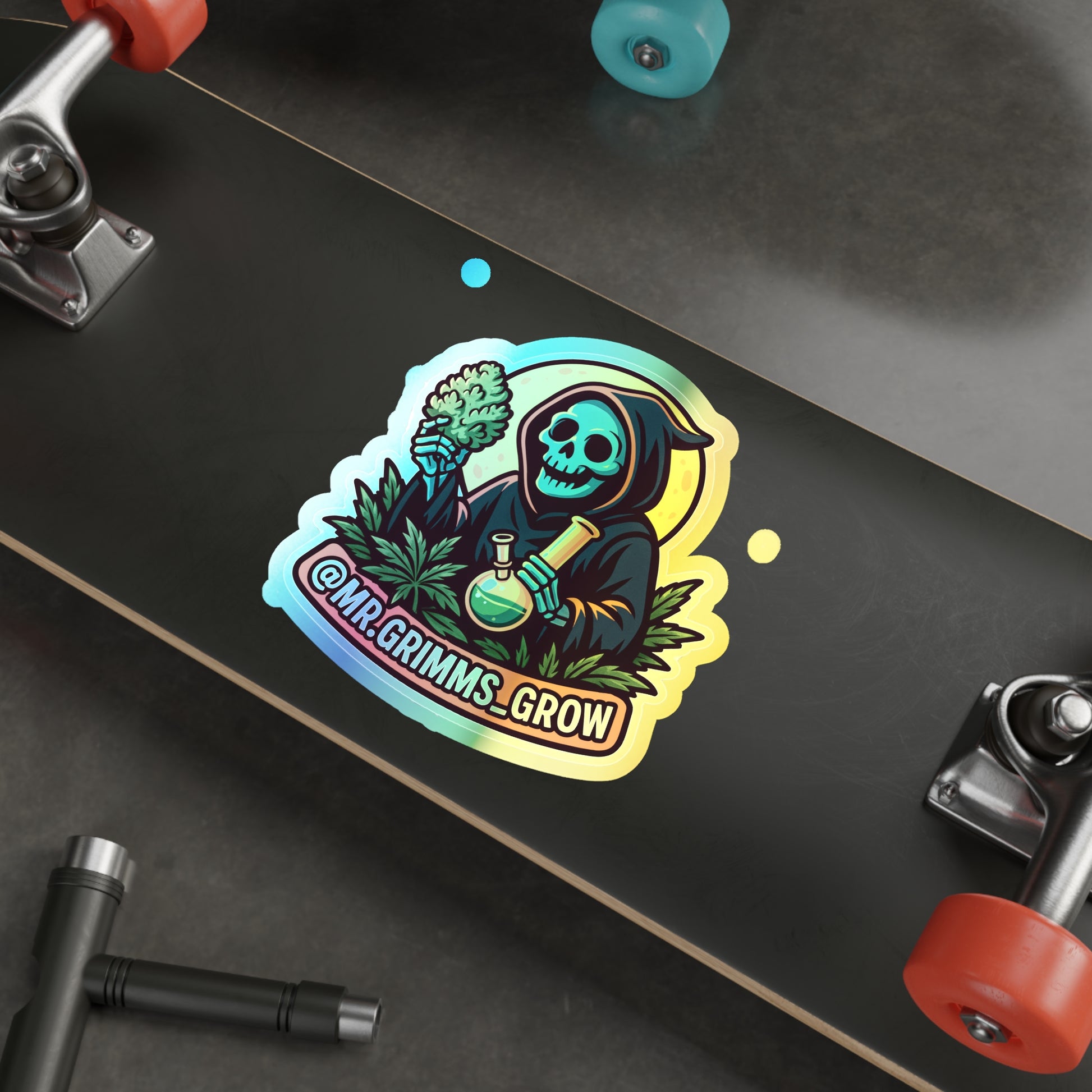 Die-cut @Mr.grimms_grow sticker.