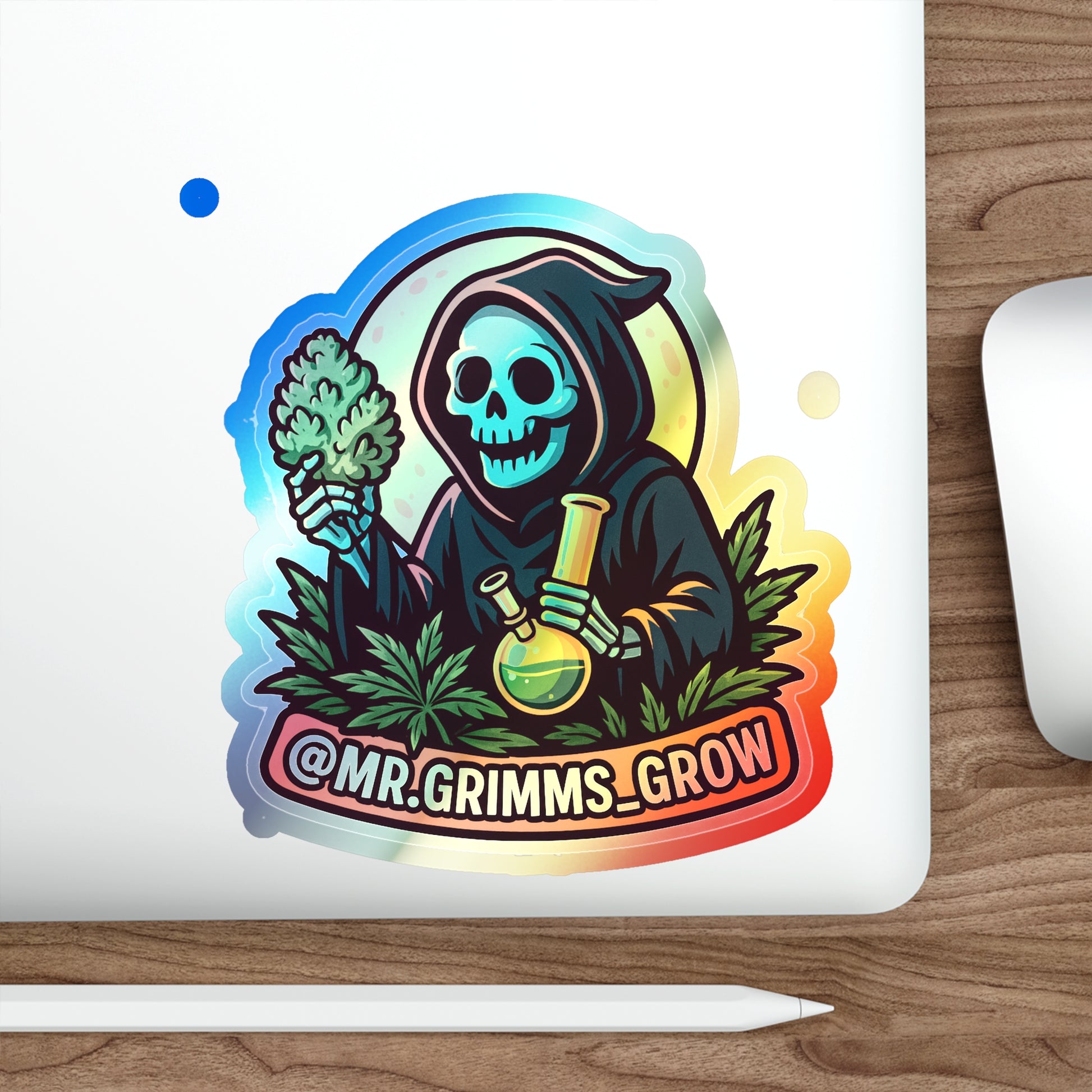 Die-cut @Mr.grimms_grow sticker.