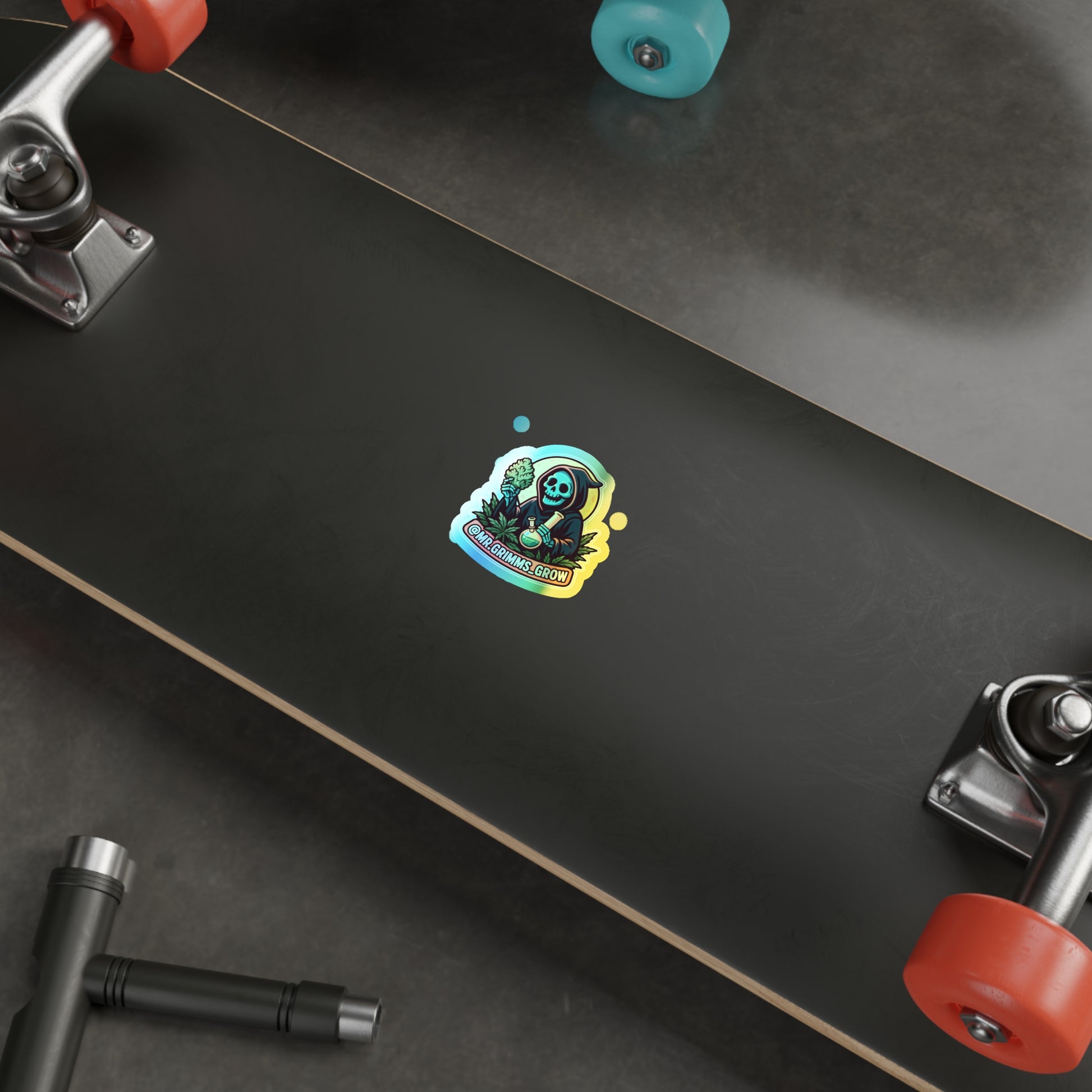 Die-cut @Mr.grimms_grow sticker.