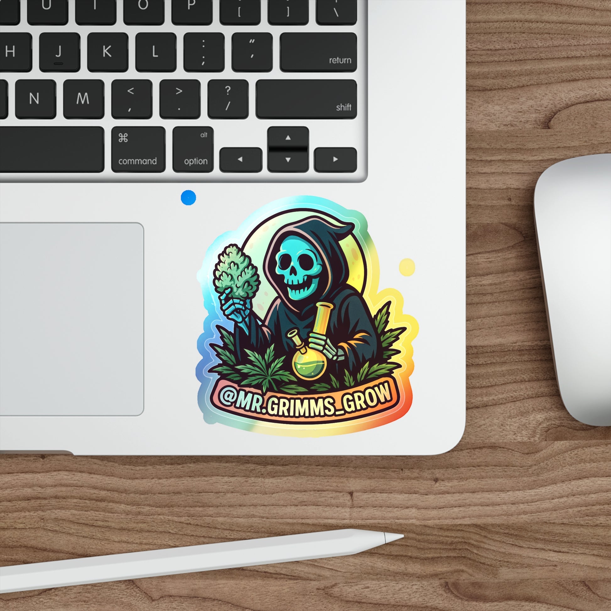 Die-cut @Mr.grimms_grow sticker.